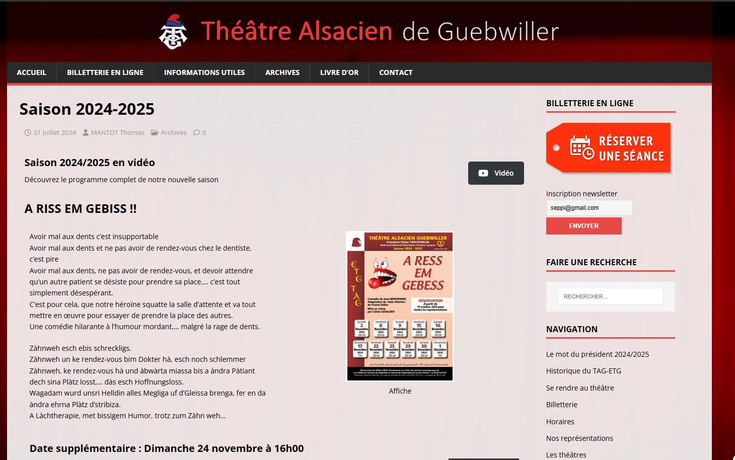 Théâtre Alsacien de Guebwiller - Création site internet Alsace